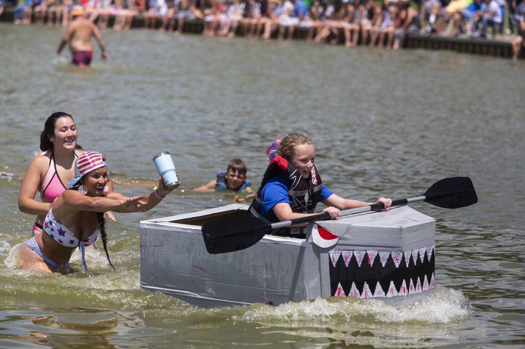 Cardboard boat race at Cedar Lake